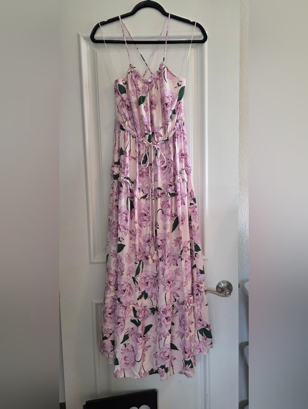 Lost + Wander Pink Floral Tiered Maxi Dress